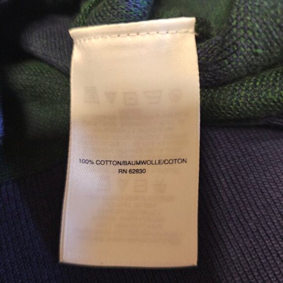 Land’s End 100% Cotton Navy Blue And Green Plaid Cardigan Womens M Preppy 3835 - Picture 4 of 7